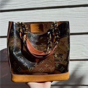 Louis Vuitton Limited Edition Monogram Jelly Vinyl Tote Tortoiseshell Chain Hand